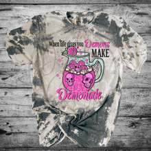 Load image into Gallery viewer, When life gives you demons Bleached Distressed Tee Shirt