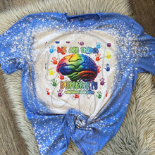 Load image into Gallery viewer, We all think differently blue Bleached Distressed Tee Shirt