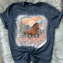 Load image into Gallery viewer, Wild Flowers and Wild Horses Bleached Distressed Tee Shirt