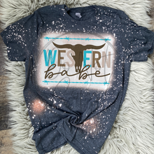 Load image into Gallery viewer, Western Babe Bleached Distressed Tee Shirt