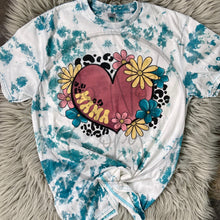 Load image into Gallery viewer, Mama Floral Heart Bleached Distressed Tee Shirt